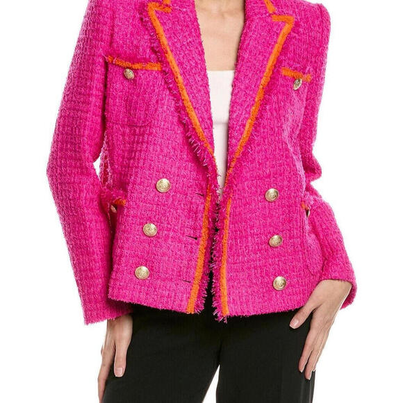 L'AGENCE Jackets & Blazers - L'AGENCE Women's Size US8 Pink Rose Alectra Double Breasted Tweed Blazer Jacket